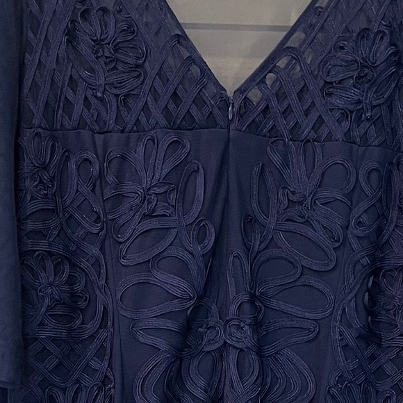 JS Collections Navy Long Sleeve Lace Maxi Evening Dress Gown Size 20W - Picture 11 of 15